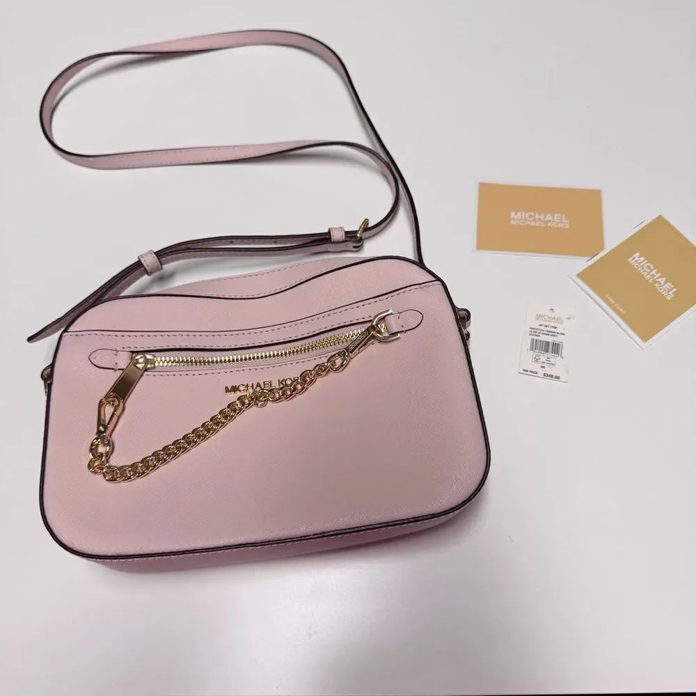 Michael Kors Jet Set Powder Blush Leather Chain Bag